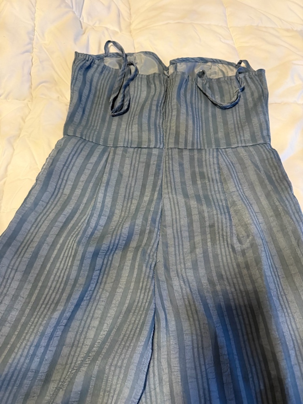 Striped Blue Bustier Jumpsuit - Picture 6 of 7